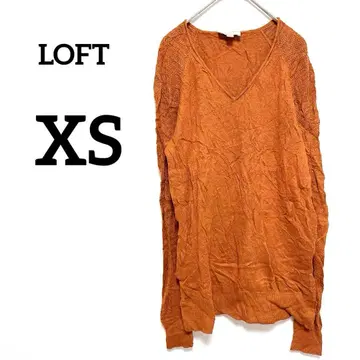 LOFT 카멜 V넥 얇은 소재 긴팔 스웨터 [ XS ] 심플 가을/겨울