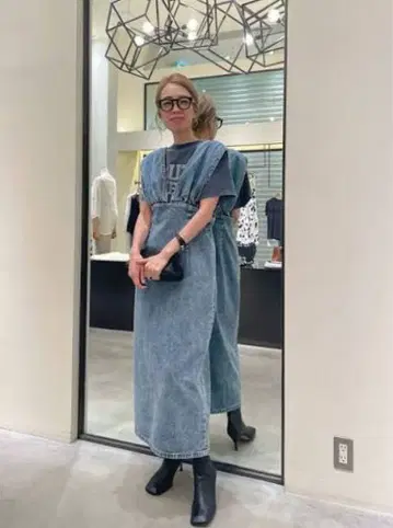 윔 가젯 데님 원피스 점프 스커트