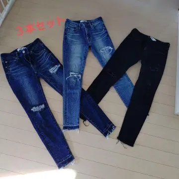 스키니 데님 3세트 데미지 가공