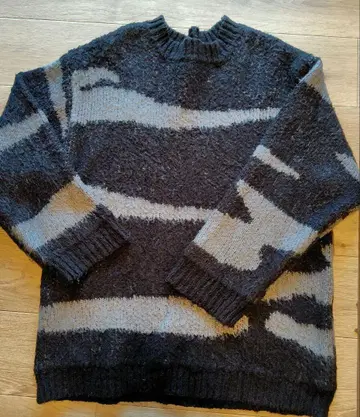 antiqua 긴팔 니트 오버 사이즈 니트 스웨터 블랙과 그레이