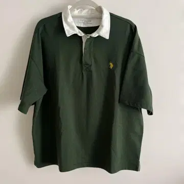 U.S.POLO ASSN. 다크 그린 피케 셔츠 화이트 옷깃