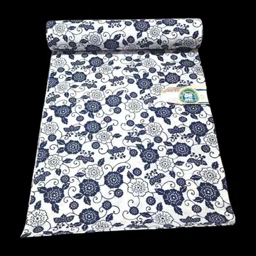 유카타 옷감 네이비 컬러와 화이트 꽃무늬 면 100%