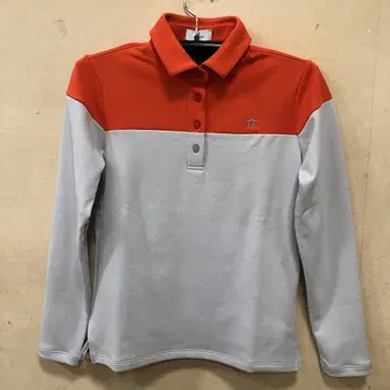 맨싱웨어 여성 펭귄 자수 긴팔 피케 셔츠 오렌지/그레이