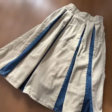 Lee 플리츠 스커트 베이지 데님 절개 Dickies와 콜라보