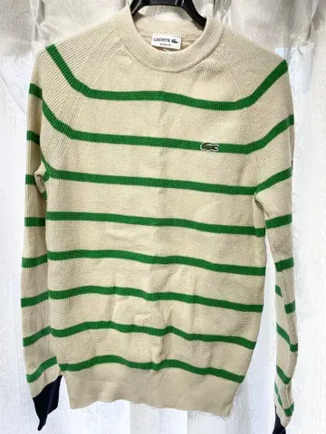 LACOSTE 크루넥 스웨터 크림 그린