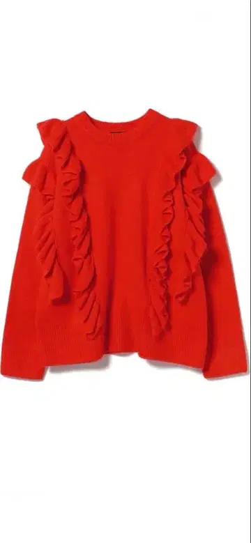 프릴 달린 빨간색 니트 스웨터