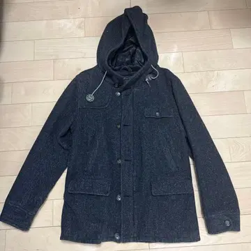 Johnbull 후드 부착 울 코트 다크 그레이 헌팅 코트