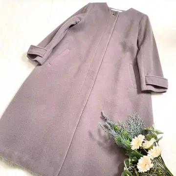 [내추럴 뷰티 베이직] 롱 코트 노카라 플레어 브라운