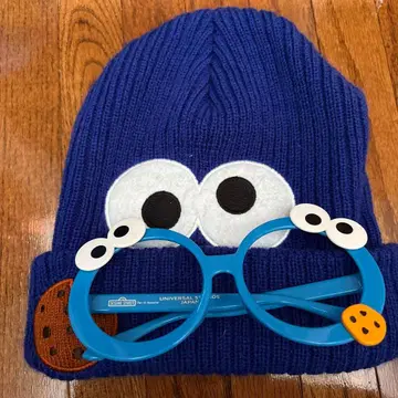 쿠키 몬스터 니트 모자 안경 포함