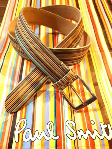 Paul Smith 멀티 스트라이프 가죽 벨트