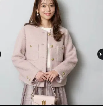 JUSGLITTY 매장 한정 샤기 부클레 재킷 핑크 택 포함 새상품