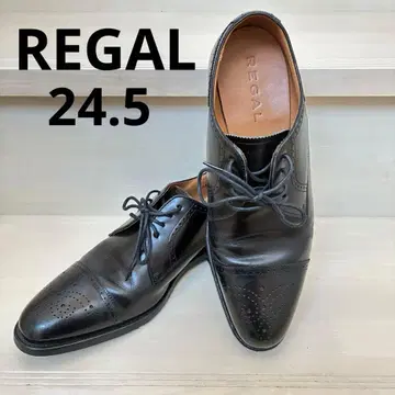REGAL 블랙 가죽 윙팁 드레스 슈즈
