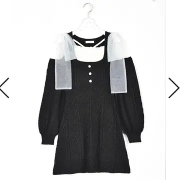 evelyn 에블린 하트 오프숄더 리본 OP