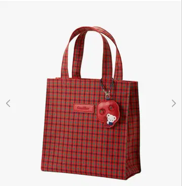 파밀리아 토트백 빨간색 체크 소