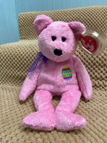 ty 핑크색 리본 포함 봉제 인형 비니 베이비즈
