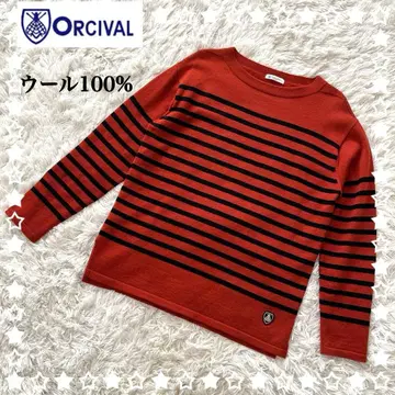 ORCIVAL 울 100% 보더 니트 레드 x 블랙 사이즈 1