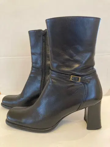 ing 가죽 블랙 부츠 하이힐 지퍼