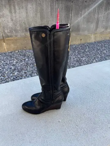 토리버치 가죽 블랙 롱 부츠 중간 힐