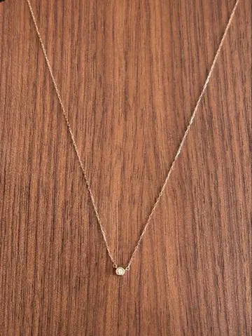 바이더야드풍 10K 핑크 골드 싱글 스톤 목걸이