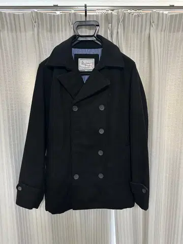 울 더블 브레스트 피코트 블랙