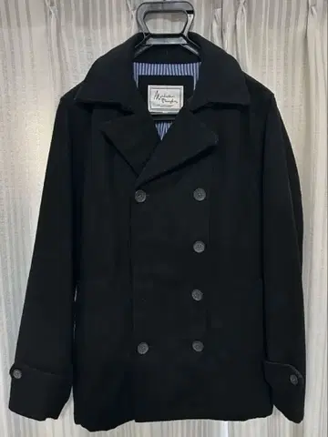 울 더블 브레스트 피코트 블랙