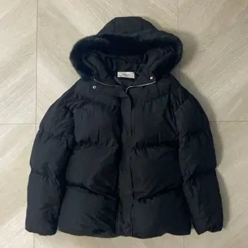 ROYAL PARTY 후드 퍼 패딩 자켓 다운 코트 블랙