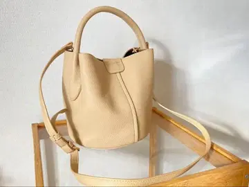 큐브형 천연 가죽 백 숄더백 베이지 카멜