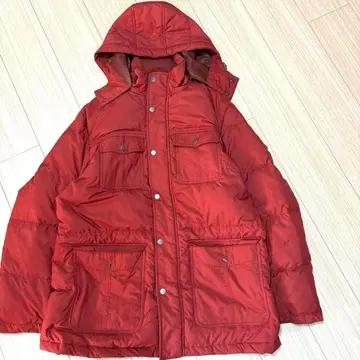 플레이보이 코튼 다크 레드 후드 부착 다운 자켓 LL