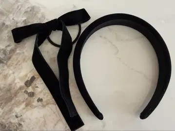 블랙 벨벳 리본 포함 헤어밴드, 벨로아 머리띠