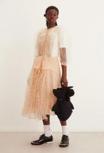 미사용 새상품 퍼프 슬리브 튤 블라우스 Simone Rocha x H&M