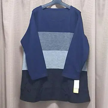 네이비 4L 새상품 택 포함 앞자락 레이스 9부 소매 전후 튜닉