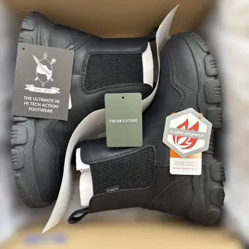 SHAKA 블랙 가죽 사이드 고어 부츠