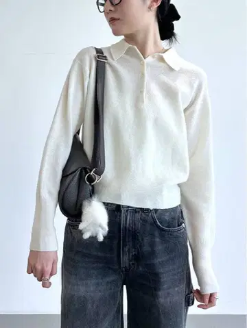 BABYLONE 바빌론 폴로 니트 풀오버 카라 부착 숏