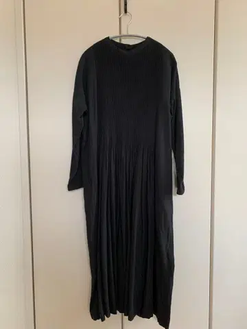 ichi 이치 블랙 플리츠 긴팔 원피스