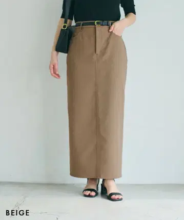 [ HARUKA DESIGN ] 백 슬릿 하이웨스트 타이트 스커트 베이지