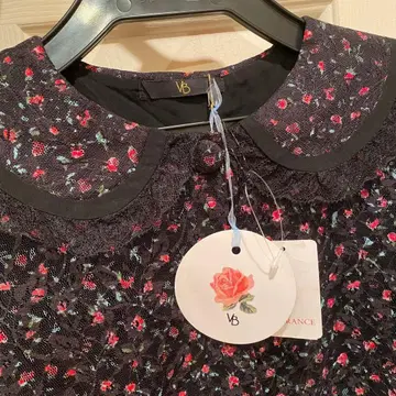 택 포함 미사용 새상품 Verybrain VB 레이스 로브 꽃무늬 블랙