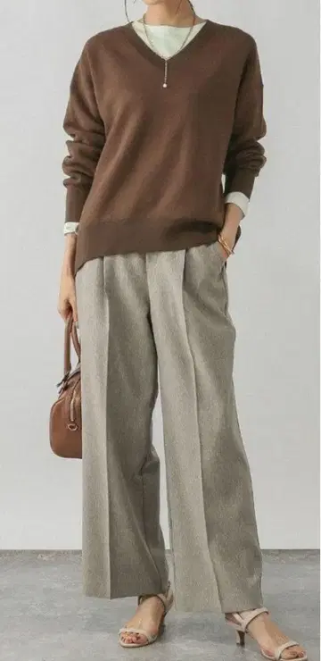 [ 새상품 ] 글로벌 워크 맨투맨 라이크 V넥 풀오버 브라운 L