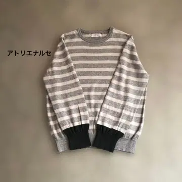 아틀리에 나루세 코튼울 보더 니트