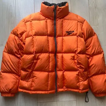 리복 다운 자켓 오렌지 자수 로고 M