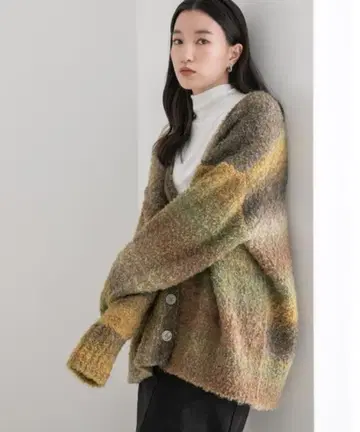 새상품 로리즈팜 오버 사이즈 가디건 그린 계열 그라데이션