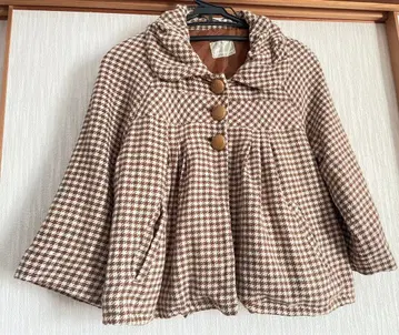 OLIVE des OLIVE 숏코트 하운드투스 체크 패턴 새상품급 카멜색