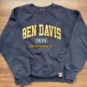 벤 데이비스 네이비 맨투맨 S 리버스 위브형 짧은 기장