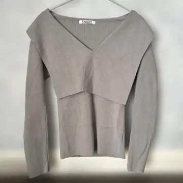 snidel 소바리 컬러 오프숄더 풀오버 니트 그레이 F