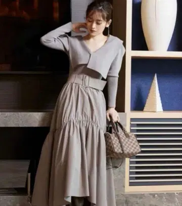 snidel 소바리 컬러 오프숄더 풀오버 니트 그레이 F