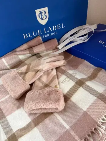 블루 레이블 크레스트브릿지 머플러 장갑 세트 대형 스톨