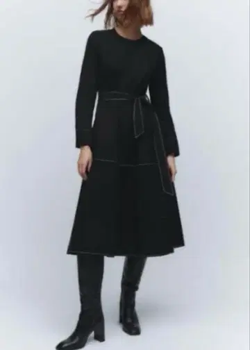 [ 새상품 ] ZARA 자라 대비 스티치 롱 원피스