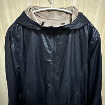 블랙 & 베이지, 리버서블/나일론 후드 부착 자켓