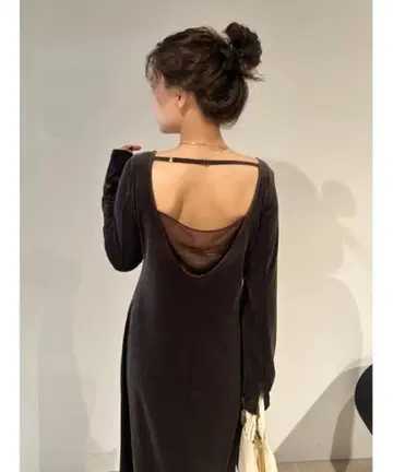 새상품급 FRAY I.D 프레이 아이디 벨로아 스트레이트 원피스 브라운