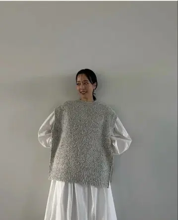 clane 사이드 집 트위드 니트 베스트