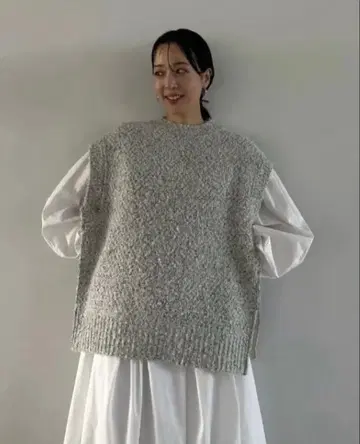 clane 사이드 집 트위드 니트 베스트